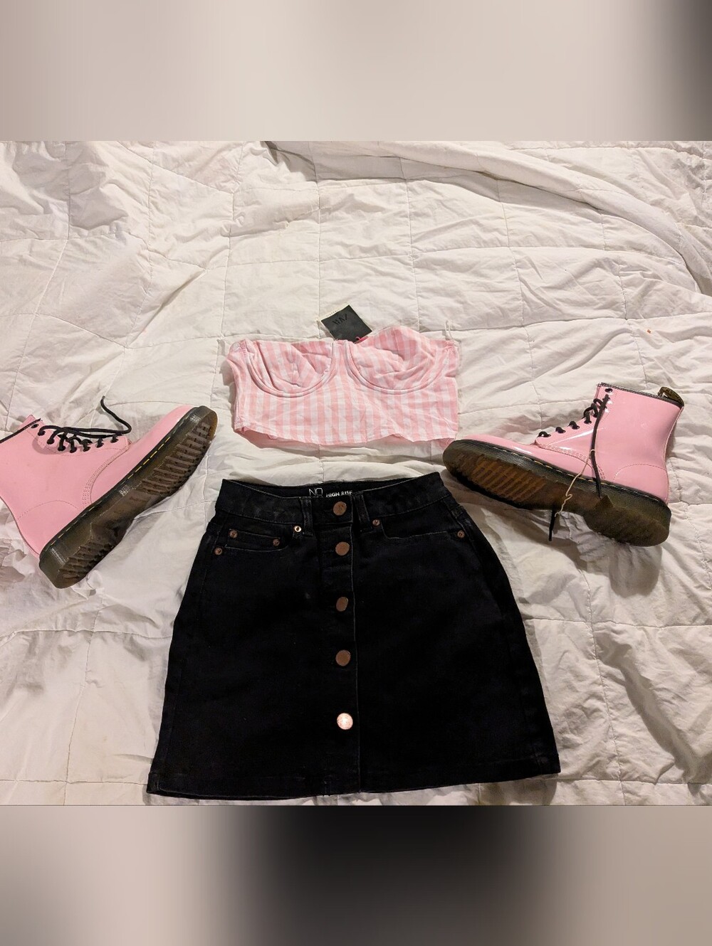 Pastel Pink & White  Gingham Bustier